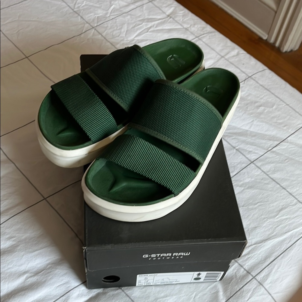 G-Star Green Slide Sandals
